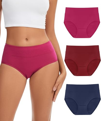 CAOZITOU Merino Wolle Unterhosen Damen, Wolle Hohe Taille Unterwäsche Atmungsaktiv Slips Hipster Panties Weich Stretch Frauen 3er Pack (Multicolor01, L)