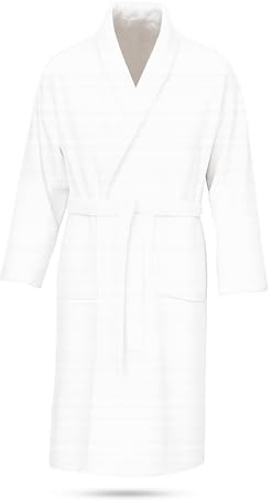 Dieckhoff® Bademantel Weiß M bis 3XL, 100% Baumwolle, Frottee, Unisex | Weich & hautfreundlich, mit Bindegürtel und Taschen, ideal für Gäste in Hotel, Wellness und Sauna, trocknergeeignet.