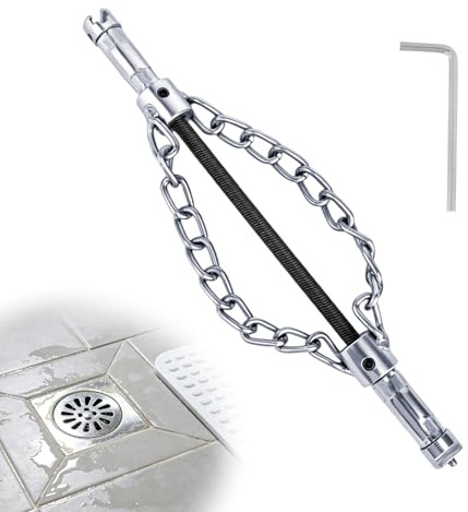 Flex Shaft Sewer Descaling Chain, Push-Type Rotary Flex Shaft Dredge Drilling Tool with Wrench Pipe Cleaning Tools for Kitchen Bathroom Sewer Shower Bathtub Plumbing