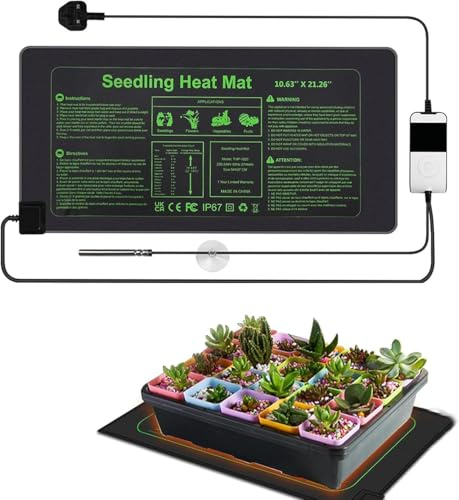 Seedling Heat Mat with Thermostat Durable Waterproof Heat Mat for Plants with Digital Thermostat for Indoor Seed Starting and Plant Germination