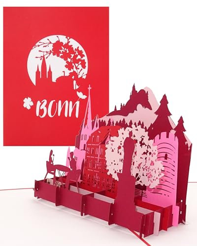 Pop Up Karte „Bonn – Panorama“ Bonner Stadtmotiv als 3D Grußkarte - Einladungskarte, Souvenir, Städtekarte, Glückwunschkarte, Geburtstagskarte. Reisegutschein &Geschenk
