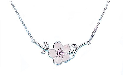 Helen de Lete Halskette mit Sakura-Blume auf dem Baum, Sterlingsilber