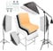 Softbox Lighting Kit, Softbox Support System with 60x130cm Shooting Table, 150W Daylight Bulb and 4 Colors Backdrops, Photography Lighting Kit