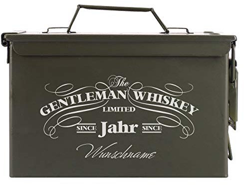 Herz & Heim® Originale Munitionskiste aus amerikanischem Gebrauch mit Aufdruck - Maße 30 x 19 x 15,5 cm Whiskey