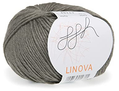 ggh Linova | Baumwolle mit Leinen Mischung | 50g Wolle zum Stricken oder Häkeln | Farbe 073 - Khaki
