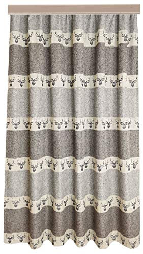 SeGaTeX home fashion Hochwertiger Dekoschal Alpin Hirsch braun Exklusiver Landhaus-Vorhang Reihband HxB 220 x 130 cm