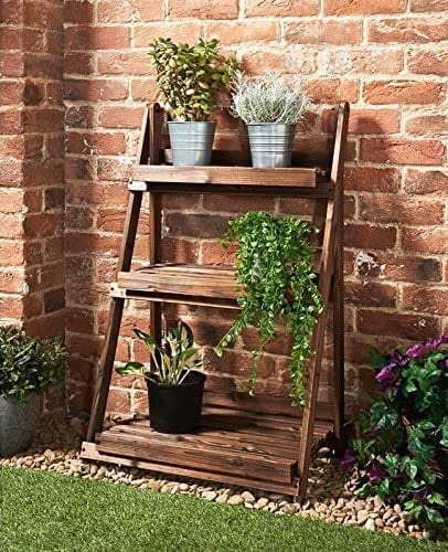 spot on dealz® Ladder Shelf Plant Stands Indoor Outdoor 3 Tier Plant Stand Shelving Unit Living Room Shelves Decorative Garden Planter Free Standing Display Rack