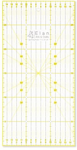 Elan Patchwork Lineal 30x15 cm, Anti Rutsch Quilt Lineal 30 x 15cm, Schneiderlineal 30 cm, Nählineal, Quilting Ruler, Stofflineal