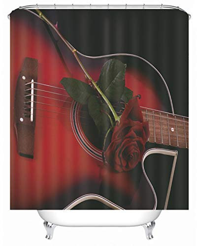 KnSam Duschvorhang, Cello Rose Badezimmer Dekoration Zum Hängen Polyester Duschvorhänge Wasserdicht Badewanne Vorhan Duschvorhänge 71X71Inch