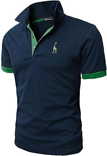 GHYUGR Poloshirt Herren Einfarbig Stickerei Kurzarm Polohemd S-XXL (XL, Blau 3+Grün, x_l)