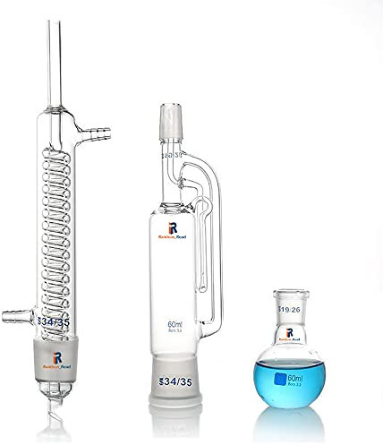 500/1000ml Soxhlet Extractor Kit,Soxhlet Extraction Apparatus with Condenser, Flat Bottom Flask, Lab Glassware (1000ml)