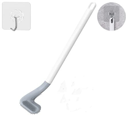 SZSRHD-RL Silicone Toilet Brush,Golf Shape Flexible Toilet Brush Deep Cleaning Toilet Bend and Rim Area, Toilet Brush for Bathroom Hygienic (White, 1)