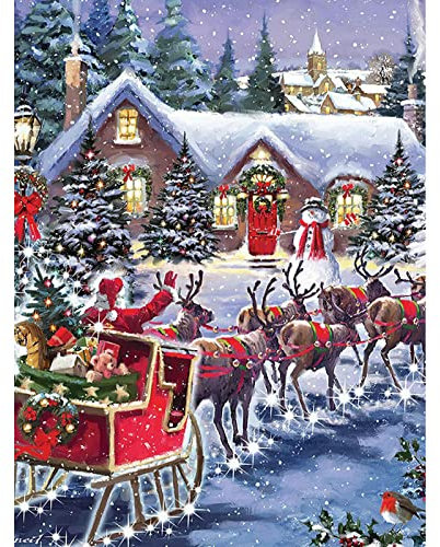 Yuknees Kit de peinture diamant à faire soi-même pour adultes et enfants - Décoration de Noël 5D - Strass en cristal - Broderie au point de croix - Décoration murale de Noël