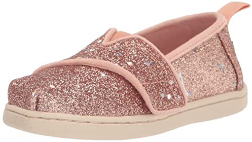 TOMS Youth Girl's Classic Alpargata Espadrille Loafer Flat, Rose Gold Cosmic Glitter, 4 UK