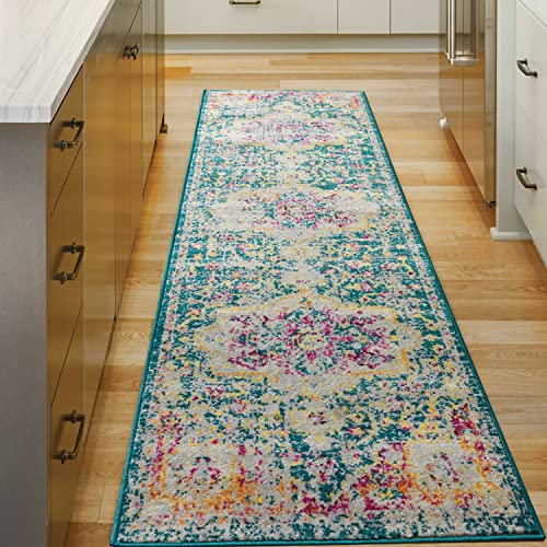 Antep Rugs Elite Teppich/Läufer im Vintage-/Bohemian-Stil, orientalisches Medaillon, 50 x 180 cm, Blau