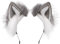 ZFKJERS Handgefertigtes Fell Fuchs Katzenohren Stirnband Fursuit Kopfbedeckung Cosplay Kostüm Party Zubehör (Grau weiß)
