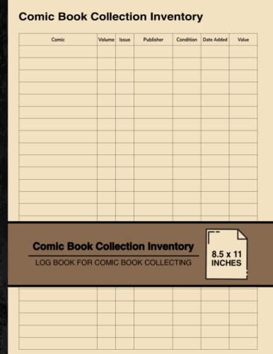 Comic Book Collection Inventory: Log Book For Comic Book Collecting | For Comic Book Collectors | Large