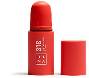 3INA MAKEUP - The No - Rules Stick 318 - Coral - Colorete en Crema Coral con Ácido Hialurónico - Colorete en Barra 3 en 1 Mejillas Labios y Ojos con Acabado Natural - Vegan - Cruelty Free