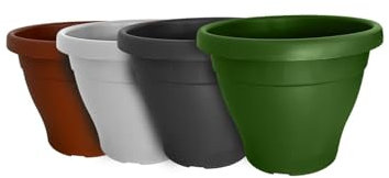 Jardin202 - Maceta Mediterranea Circular de plástico para Plantas y Flores | Drenaje incorporados | 40 cm (Gris)