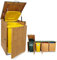 Porte-poubelle en bois, boîte de rangement fabriquée en Italie, toit vert, L74 x P86 x 116H