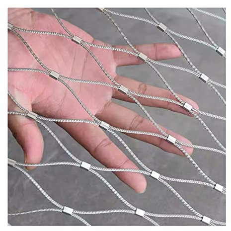 LXBAMKEA Red De Cuerda De Alambre De Acero Inoxidable, Agujero De Malla 5 Cm, Anticaída Malla De Cable Flexible, Frontera De Protección Malla De Jardín, Campo Fútbol Granja Cerca (Color : Silver, Si