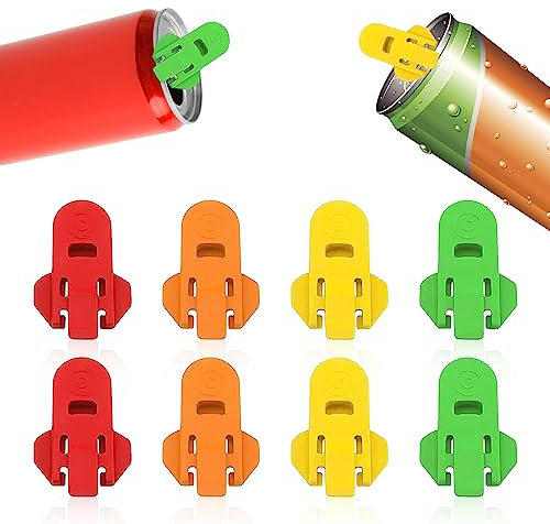 8 Pack Dosenverschluss Getränkedosen, Dosenöffner zum Öffnen von Getränken Farbcodierter Getränkedosen Verschluss Manueller Dosenöffner für Bier, Soda, Getränke für Kinder, ältere Menschen