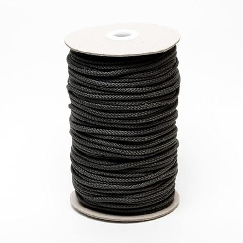 4mm Polyester Cord Soft Strong Drawstring Piping Laces Hoodie Joggers String Lanyard Crafts (Black, 10 Metres)