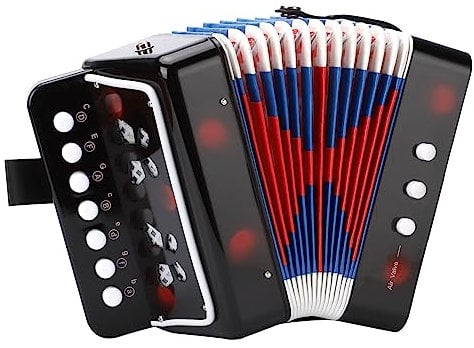 Akkordeon-Spielzeug für Kinder, Musikinstrument, Mini-Akkordeon für Anfänger, Schwarz
