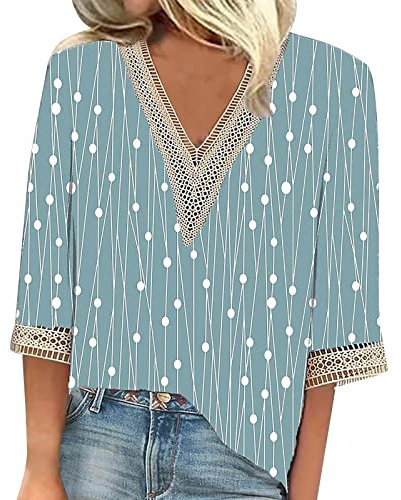 Top Leger Femme Top Femme Été Dentelle Chemise Satin Femme Chemise De Nuit Femme Coton Manches Courtes Haut Paillettes Femme Petits Hauts pour Femmes Manches 3/4 Tunique Femme Longue Chic