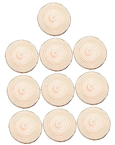 COHEALI 10st Holzspäne Holz Rund Holzausschnitte Baumscheibe Baumplatte Holzformen Runde Holzscheiben Hölzern Unfertige Holzkreisform Unvollendeter Holzkreis Natürlich Baumbrett Kind