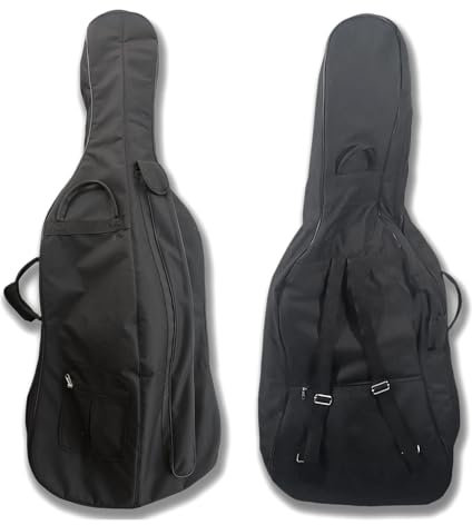 WUQIMUSC Borsa morbida per violoncello con manici resistenti e pratiche borse antipioggia per violoncello 4/4 3/4, colore posteriore