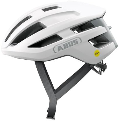 ABUS Rennradhelm PowerDome MIPS - Leichter Fahrradhelm mit cleverem Belüftungssystem und Aufprallschutz - Made in Italy - für Damen und Herren - Polar Weiß, Größe L