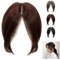 RsfiL Mittlerer Seitenteil für Frauen, Wellig, Clip-in-Pony, Echthaar, Seitenfransen-Pony, WIG, Perücke (Dunkelbraun)