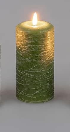 formano LED-Wachskerze Kerze grün 7x15cm inklusive Kerze mit Timerfunktion; für 3x AA Batterien 1,5V, 622051