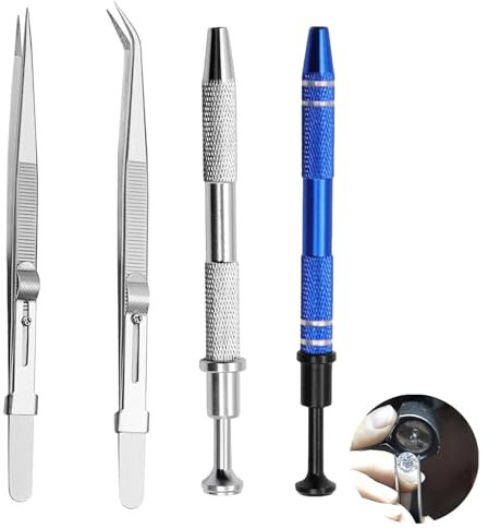 4 Stück Piercing Kugel Aufdreher,Piercing Zange für Kugeln,Piercing Kugel Zange,Tragbarer Zange für Piercing,Piercing Werkzeug,Piercingzange,Diamant-Fasengreifer für Schmuckuhren