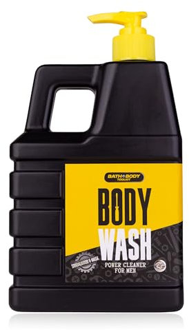 Accentra Gel douche BATH & BODY TOOL KIT dans un distributeur à pompe XL 740 ml en forme de bidon, parfum bois de santal et musc – Gel de bain et douche pour homme