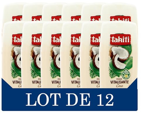 TAHITI - Gel Douche Tahiti COCO VITALISANTE- Formule à Base d'Ingrédients d'Origine Naturelle - Lot de 12 x 250ml