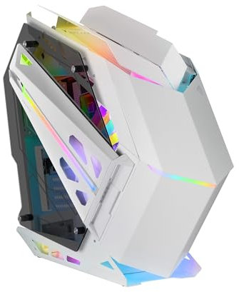 Mars Gaming MC-Titan, XXL ATX Gaming Case, Doppelte LED-Leiste und ARGB-Frontbeleuchtung, Beleuchtungshub + Fernbedienung, Kompatibel mit ARGB-Mainboards, Unterstützung für Flüssigkeitskühlung, Weiß