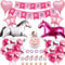 Pink Horse Birthday Decorations Girls - 49 Pieces Pink Horse Foil and Latex Balloons Happy Birthday Banner Cake Topper Cupcake Toppers, Western Cowgirl Party Supplies for Girls