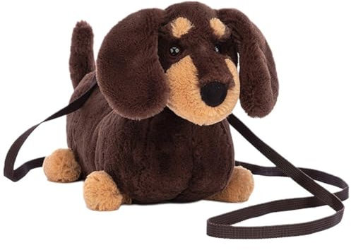 Vobumix Plüsch-dackel-Tasche, Niedliche Hunde-umhängetasche, Handtasche, Stofftier-Handtasche, Pelziger Welpe, Umhängetasche Für Kinder