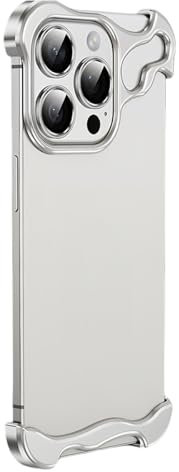 Generisch Alloy Armor Bumper Case for iPhone 16 Pro Max, 16/15/14/13/12 Series, Titanium Alloyarmor Premium Frameless Case, Minimalist Unique Case (for iPhone 14,Silver)