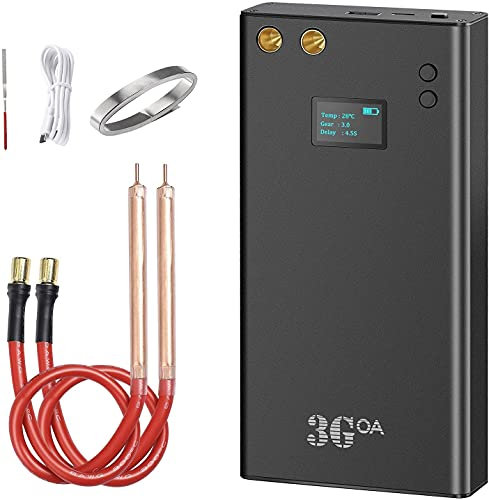 saldatrice a punti per batterie, Ovshnrr 7500 mAh Mini Battery Spot Welder, schermo LCD da 1,5 '' aggiornato 70 ingranaggi regolabili migliorati con foglio di nichel 5m