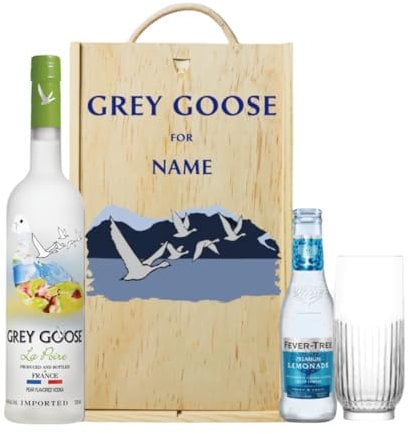 Personalised Grey Goose La Poire Pear Vodka Gift Set with Lemonade & Rocks Glass (70cl)