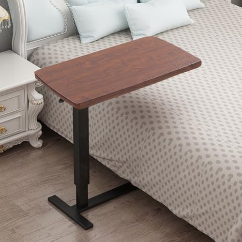 Warmiehomy Overbed Table Height Adjustable Hospital Bed Table with Wheels C Shaped Mobile Laptop Table, Side Table for Bed & Sofa Large Standing Desk for Home Office Bedroom Living Room, Oak