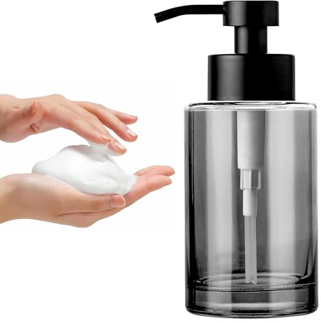 Enra Schwarzer Seifenschaumspender, 12oz Badezimmer Handseifenspender,Moderne Nachfüllbare Flasche Aus Dickem Glas für Bad und Küche (schwarzer Schaumspender)