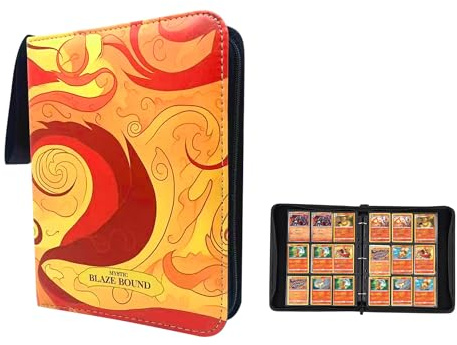 Sammelkarten-Album 9-Pocket – Für TCG, Yu-Gi-Oh, Magic The Gathering, Sportkarten – Tragbarer & Robuster Kartenordner für Sammler – Große Kapazität (Blaze, 900 Taschen)