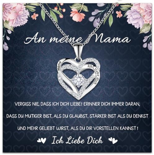 BOYATONG Geschenke für Mama, Herz Anhänger mit Gravur Mama Ich liebe dich, für Mama Geburtstagsgeschenk Geschenk Weihnachten, um Deiner Mutter Deine Liebe zu Zeigen
