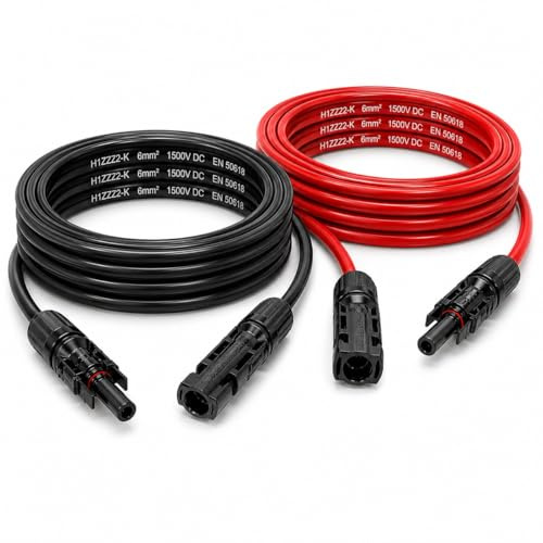 35Fahrenheit Verlängerungskabel 6mm² inkl. Solarstecker 2x12m - PV Kabel H1Z2Z2-K beidseitig rot/schwarz - Photovoltaik Kabel mit Stecker - Solarkabel für PV Solaranlage