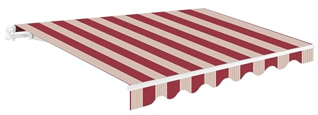 Toldo Retráctil Exterior 400x250cm Beige y Granate Poliéster – Lona Protección Solar UV - Estructura de Aluminio – Inclinación Regulable – Manivela Incluida – Manual Enrollable Terraza Jardín