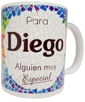 Panda Home Taza Personalizada con Nombre – Regalos Personalizados con Nombre y Texto – Tazas con Frases Originales y Divertidas – Personaliza con Nombres, Fechas o Mensajes Únicos-DIEGO